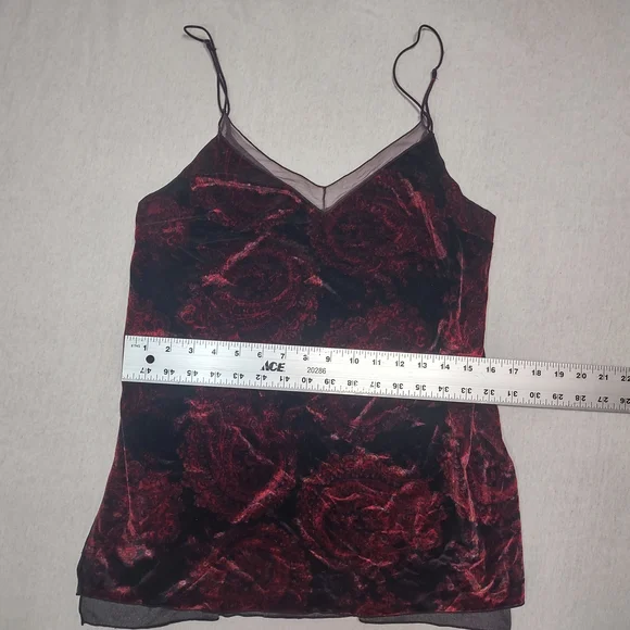 Free People Black&Red Drippy Velvet Print Boho Mini Slip Tank Cami Tunic| Small - Picture 6 of 8